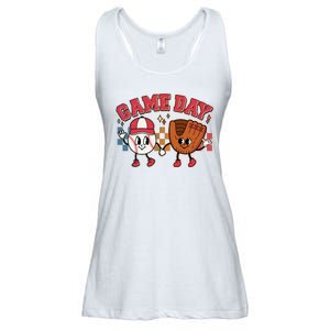 Retro Cartoon Baseball Game Day Ladies Essential Flowy Tank