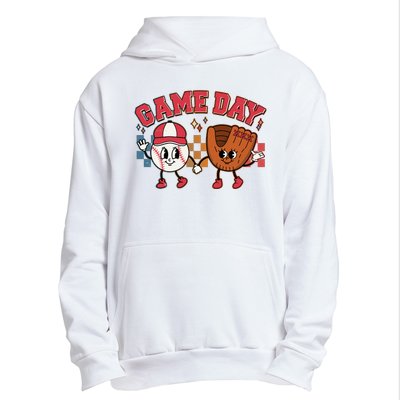 Retro Cartoon Baseball Game Day Urban Pullover Hoodie