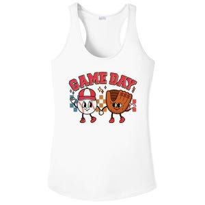 Retro Cartoon Baseball Game Day Ladies PosiCharge Competitor Racerback Tank