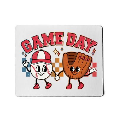 Retro Cartoon Baseball Game Day Mousepad