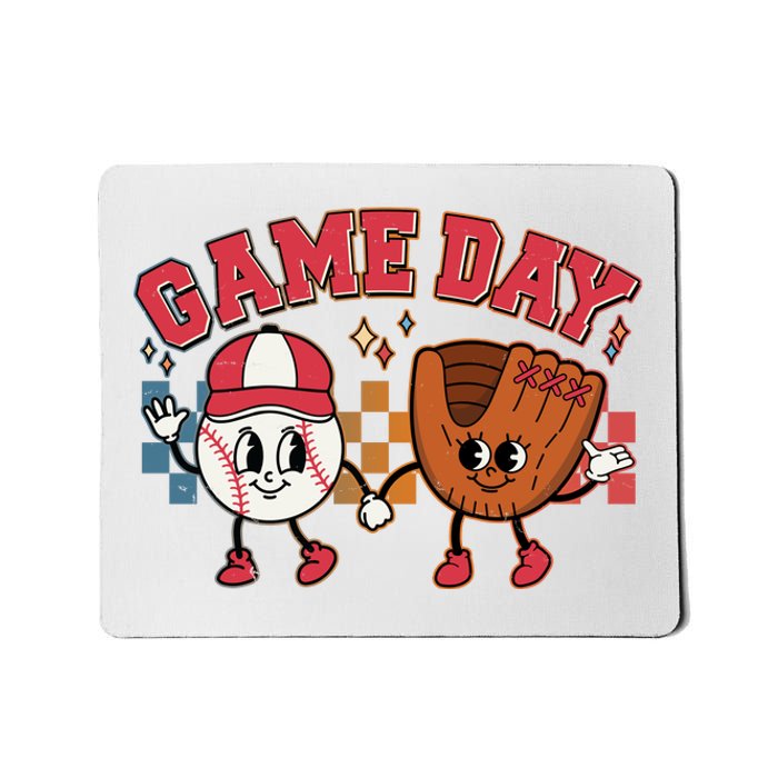 Retro Cartoon Baseball Game Day Mousepad