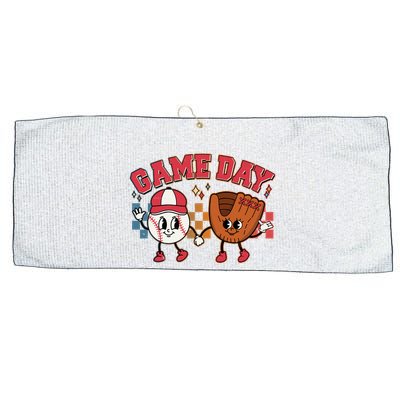 Retro Cartoon Baseball Game Day Large Microfiber Waffle Golf Towel