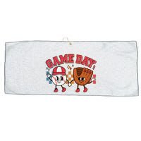Retro Cartoon Baseball Game Day Large Microfiber Waffle Golf Towel