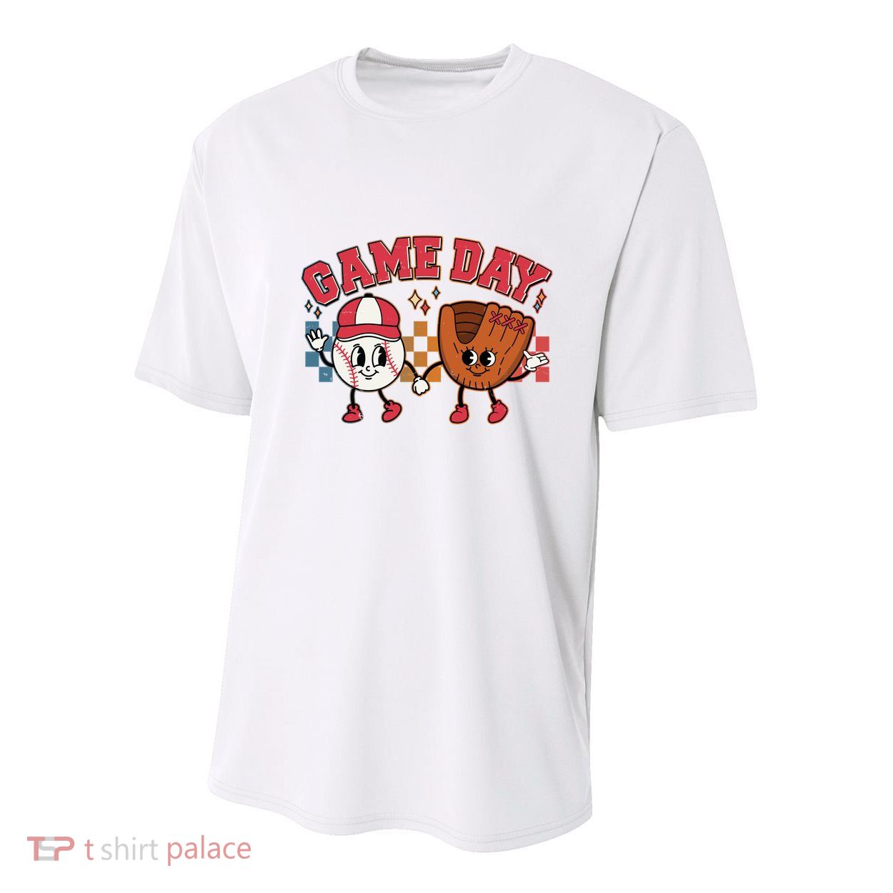 Retro Cartoon Baseball Game Day Youth Performance Sprint T-Shirt
