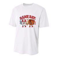 Retro Cartoon Baseball Game Day Youth Performance Sprint T-Shirt
