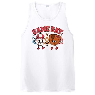 Retro Cartoon Baseball Game Day PosiCharge Competitor Tank