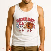 Retro Cartoon Baseball Game Day Tank Top