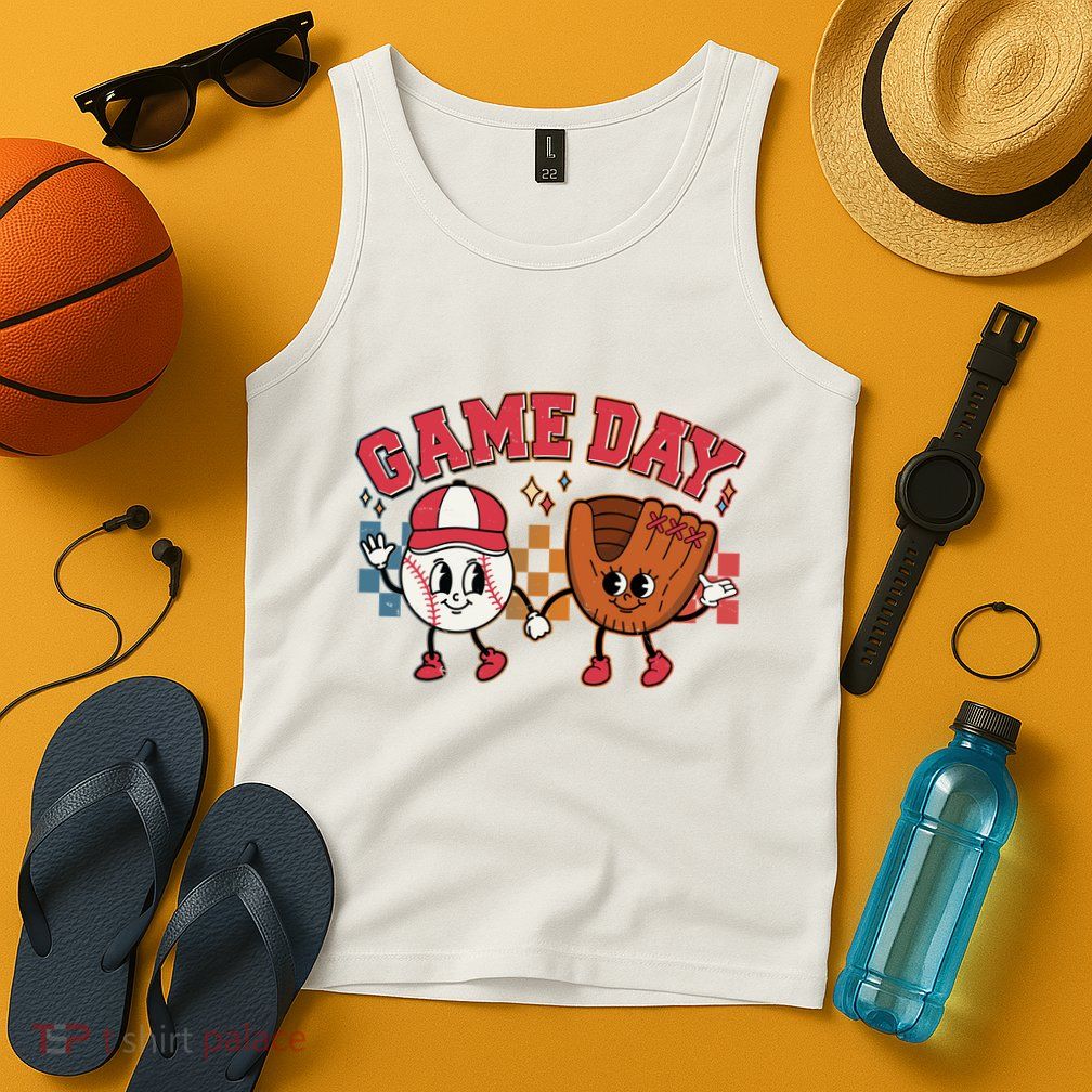 Retro Cartoon Baseball Game Day Tank Top