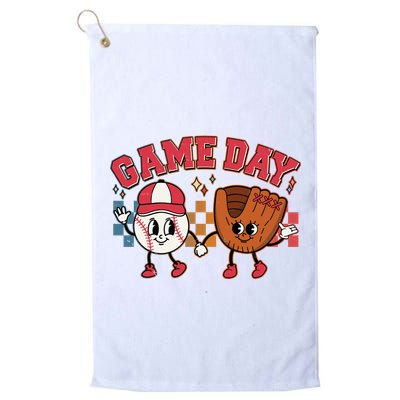 Retro Cartoon Baseball Game Day Golf Towel