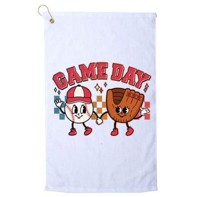 Retro Cartoon Baseball Game Day Platinum Collection Golf Towel