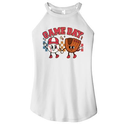 Retro Cartoon Baseball Game Day Women's Perfect Tri Rocker Tank