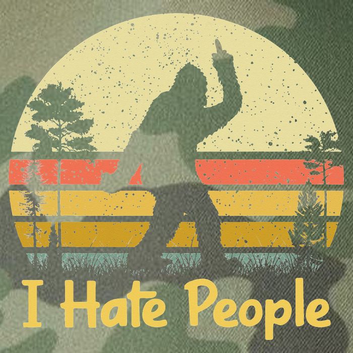 Retro Camping Bigfoot Sasquatch Middle Finger I Hate People Legacy Tie Dye Trucker Hat