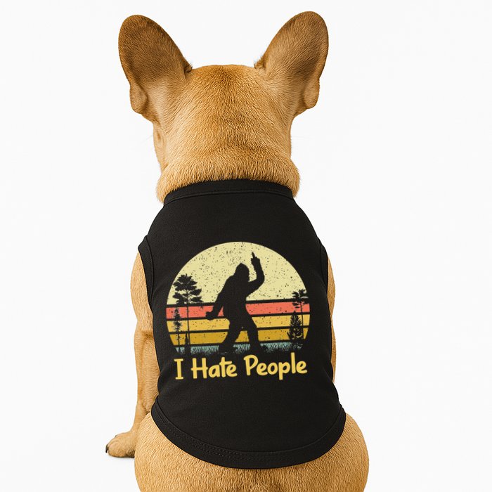 Retro Camping Bigfoot Sasquatch Middle Finger I Hate People Doggie Tank