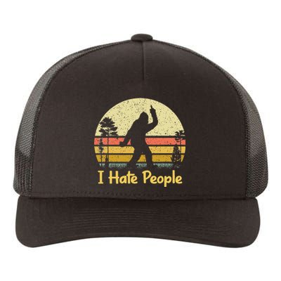 Retro Camping Bigfoot Sasquatch Middle Finger I Hate People Yupoong Adult 5-Panel Trucker Hat