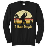 Retro Camping Bigfoot Sasquatch Middle Finger I Hate People Sweatshirt