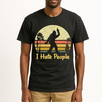 Retro Camping Bigfoot Sasquatch Middle Finger I Hate People Tall T-Shirt