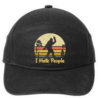 Retro Camping Bigfoot Sasquatch Middle Finger I Hate People 7-Panel Snapback Hat