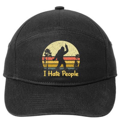 Retro Camping Bigfoot Sasquatch Middle Finger I Hate People 7-Panel Snapback Hat