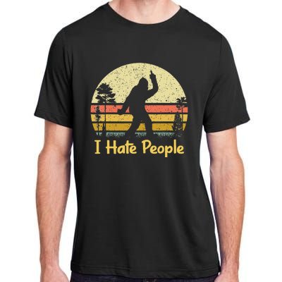 Retro Camping Bigfoot Sasquatch Middle Finger I Hate People Adult ChromaSoft Performance T-Shirt