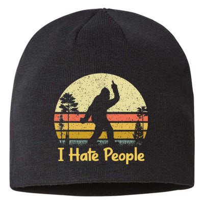 Retro Camping Bigfoot Sasquatch Middle Finger I Hate People Sustainable Beanie