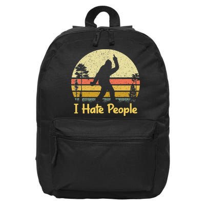 Retro Camping Bigfoot Sasquatch Middle Finger I Hate People 16 in Basic Backpack
