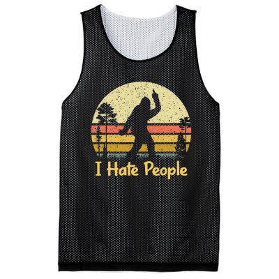 Retro Camping Bigfoot Sasquatch Middle Finger I Hate People Mesh Reversible Basketball Jersey Tank