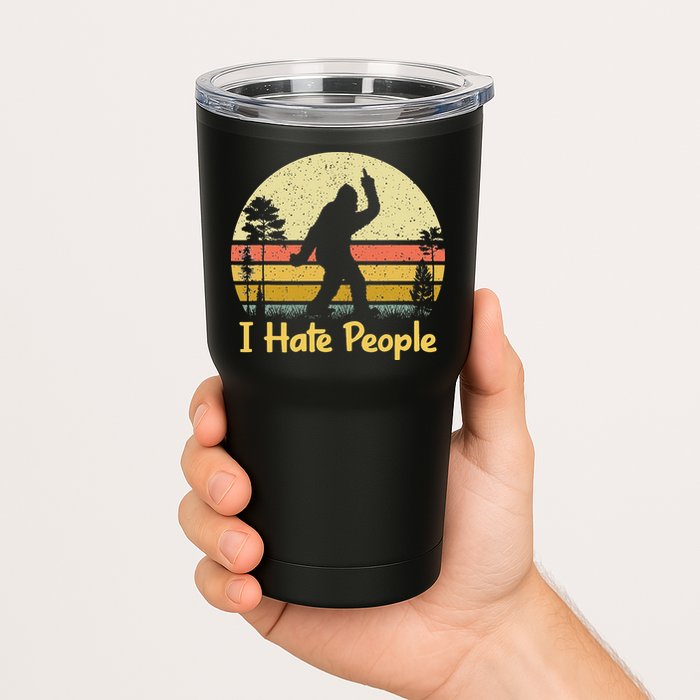 Retro Camping Bigfoot Sasquatch Middle Finger I Hate People Tumbler