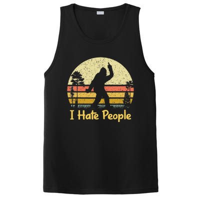 Retro Camping Bigfoot Sasquatch Middle Finger I Hate People PosiCharge Competitor Tank