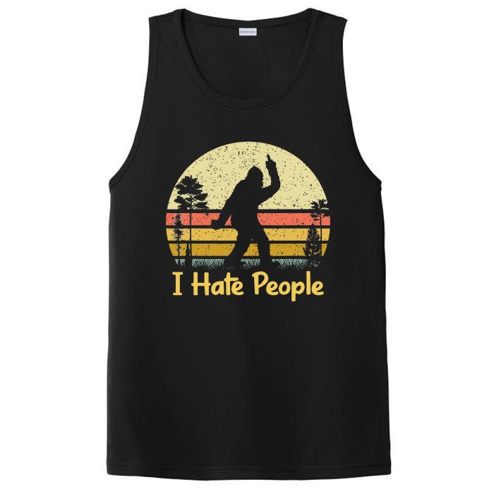 Retro Camping Bigfoot Sasquatch Middle Finger I Hate People PosiCharge Competitor Tank