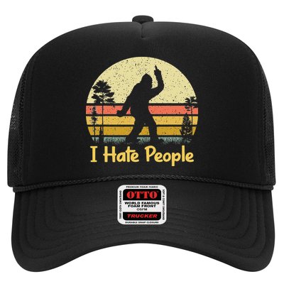 Retro Camping Bigfoot Sasquatch Middle Finger I Hate People Trucker Hat