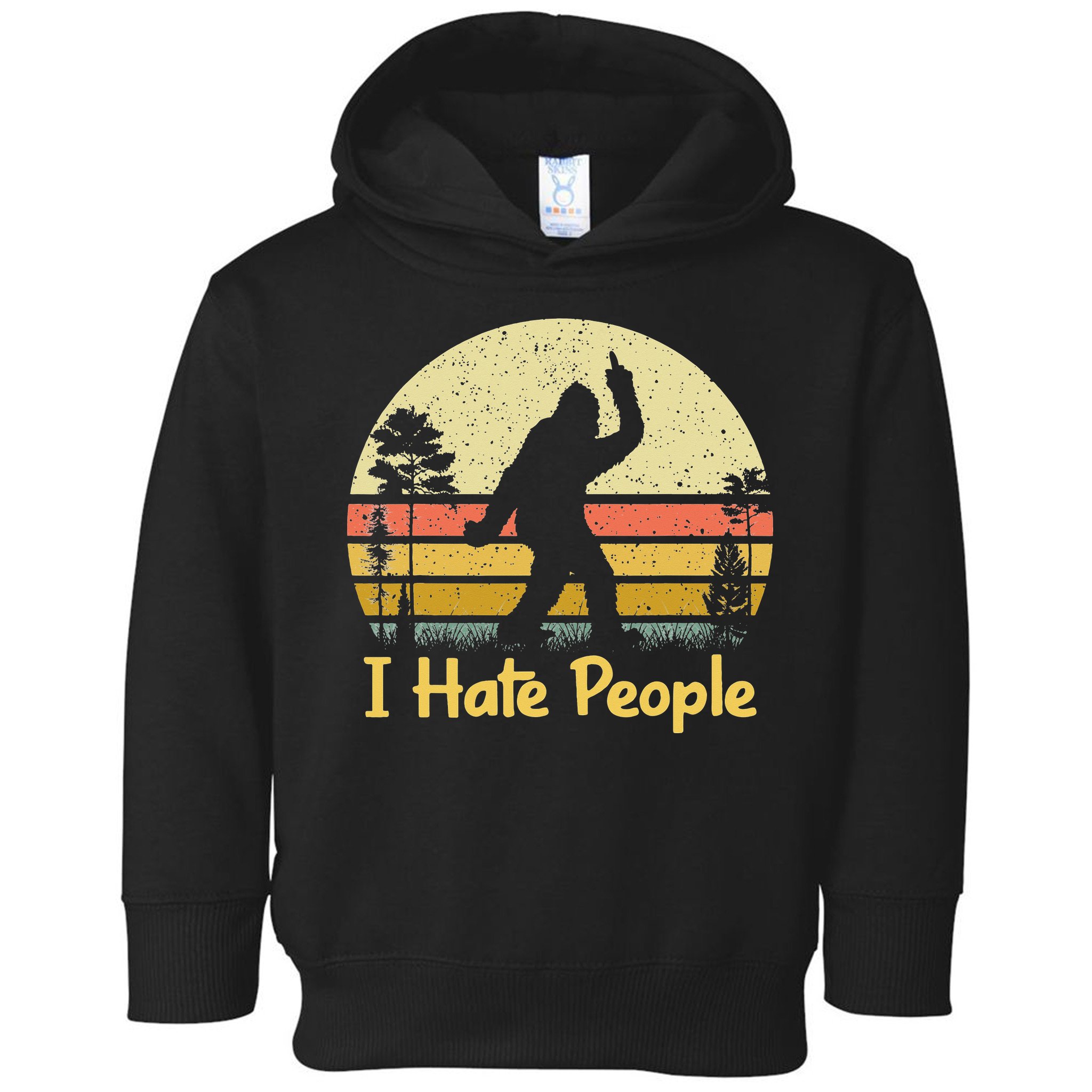 Retro Camping Bigfoot Sasquatch Middle Finger I Hate People Toddler Hoodie