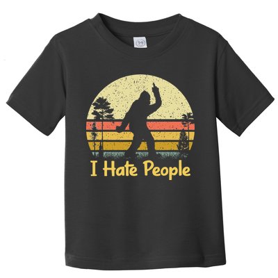 Retro Camping Bigfoot Sasquatch Middle Finger I Hate People Toddler T-Shirt