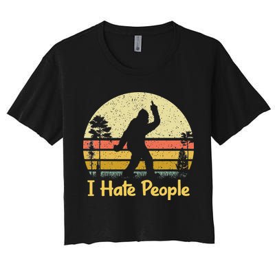 Retro Camping Bigfoot Sasquatch Middle Finger I Hate People Crop Top