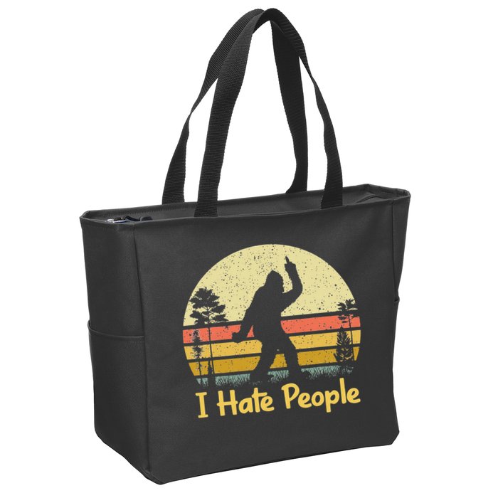 Retro Camping Bigfoot Sasquatch Middle Finger I Hate People Zip Tote Bag
