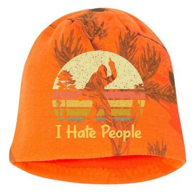 Retro Camping Bigfoot Sasquatch Middle Finger I Hate People Kati - Camo Knit Beanie