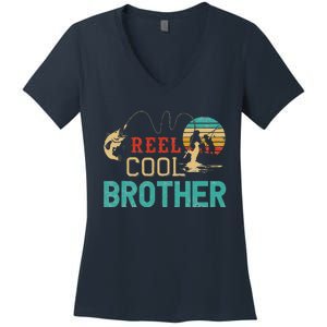 Reel Cool Brother Fishing Father’s Day Gift For Brother Women's V-Neck T-Shirt