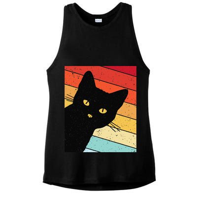 Retro Cat Black Cat Vintage Cat Cat Ladies PosiCharge Tri-Blend Wicking Tank