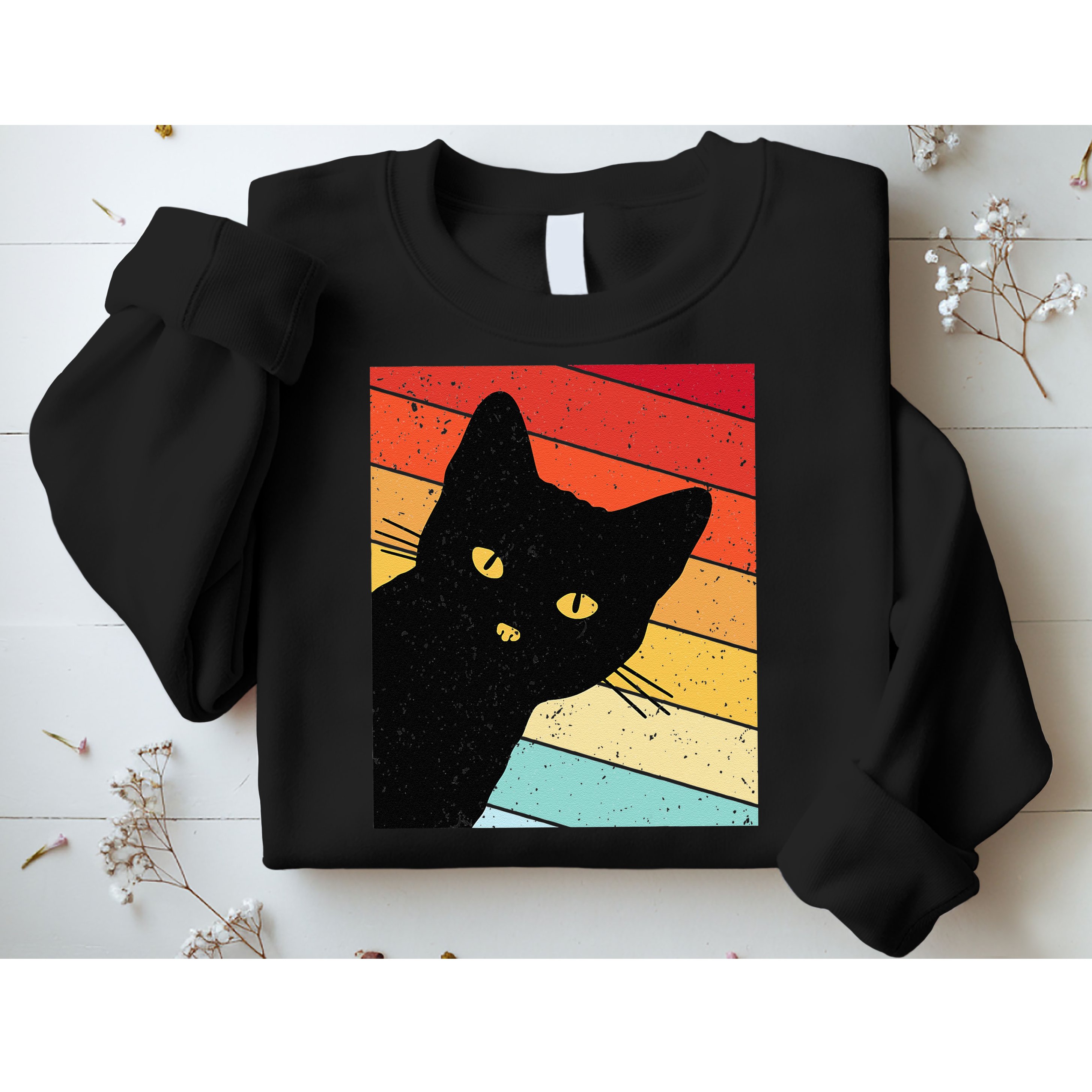 Retro Cat Black Cat Vintage Cat Cat Sweatshirt