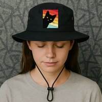 Retro Cat Black Cat Vintage Cat Cat Bucket Hat