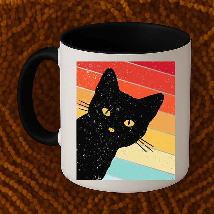 Retro Cat Black Cat Vintage Cat Cat Mug