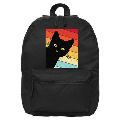 Retro Cat Black Cat Vintage Cat Cat 16 in Basic Backpack