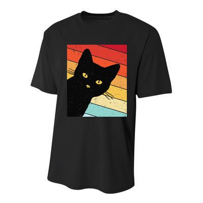 Retro Cat Black Cat Vintage Cat Cat Youth Performance Sprint T-Shirt