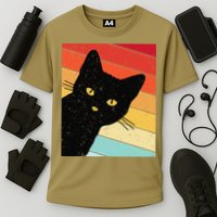Retro Cat Black Cat Vintage Cat Cat Performance Shirt