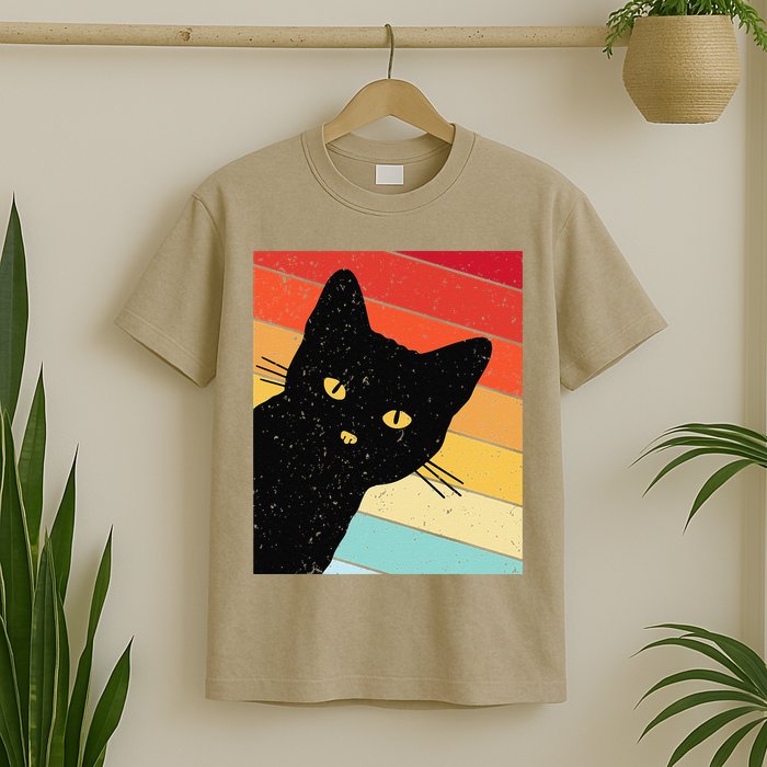 Retro Cat Black Cat Vintage Cat Cat T-Shirt