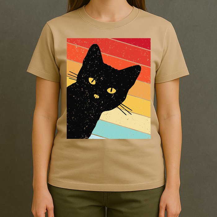 Retro Cat Black Cat Vintage Cat Cat T-Shirt