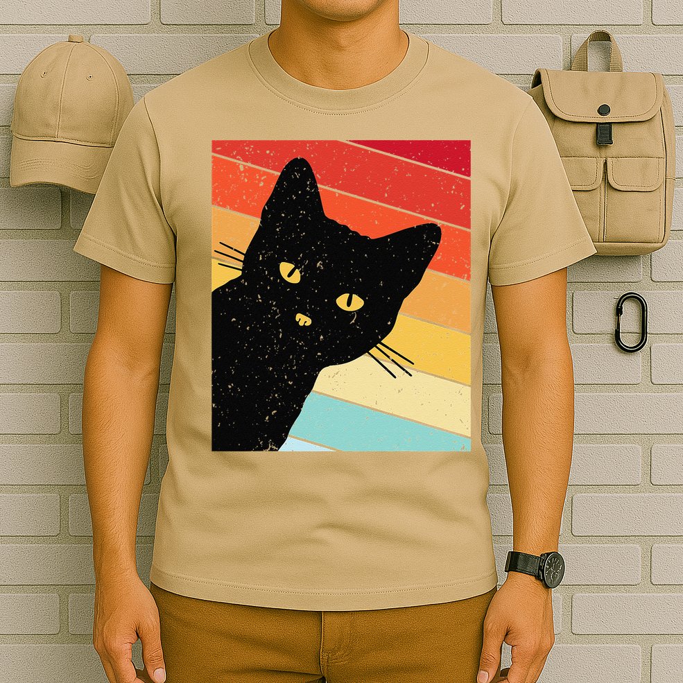 Retro Cat Black Cat Vintage Cat Cat T-Shirt