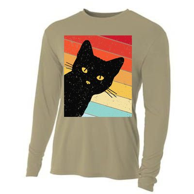 Retro Cat Black Cat Vintage Cat Cat Cooling Performance Long Sleeve Crew