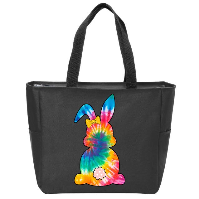 Rainbow Colorful Bunny Zip Tote Bag