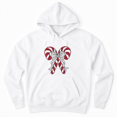 Retro Coquette Bow Candy Cane Christmas Season Hoodie