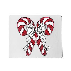 Retro Coquette Bow Candy Cane Christmas Season Mousepad